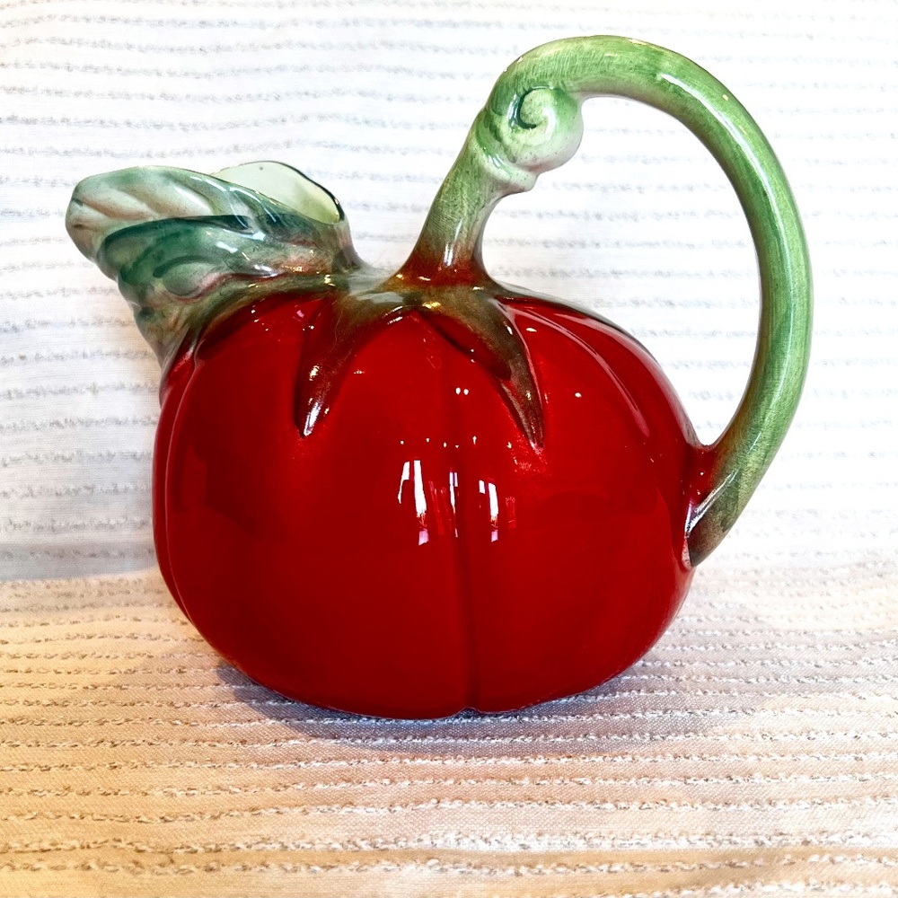 Vintage Ancora Tomato Pitcher Hand Painted Ceramic Pottery Italy